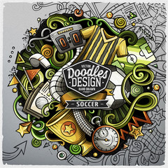 Soccer cartoon vector doodle illustration
