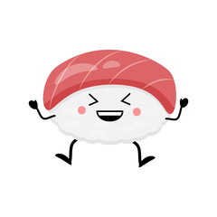 Cute cartoon sushi character. Kawai sushi. Vector illustration i