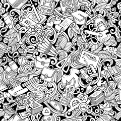 Cartoon cute doodles hand drawn School seamless pattern