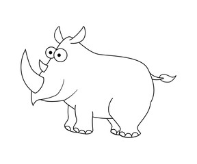 Colorless  cartoon rhinocerus vector illustration isolated on wh