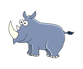 Cute cartoon rhinocerus  isolated on white background. African a
