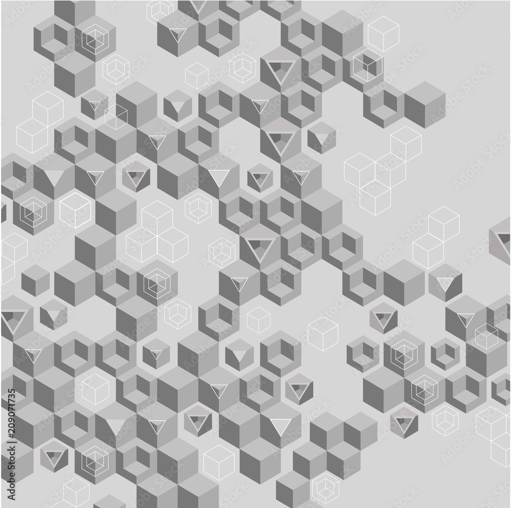 Wall mural grey abstract background with geometric pattern.
