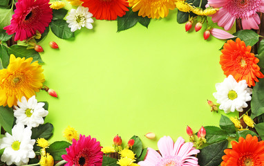 Color sheet of paper with beautiful flowers