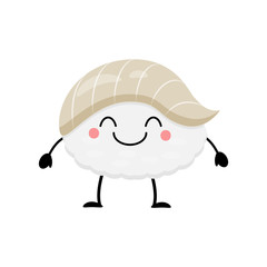 Cute cartoon sushi character. Kawai sushi. Vector illustration i