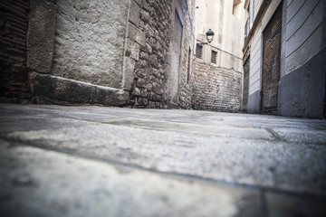 Ancient street in gothic quarter of Barcelona,Spain.