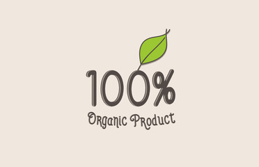 100% organic product word text typography design logo icon