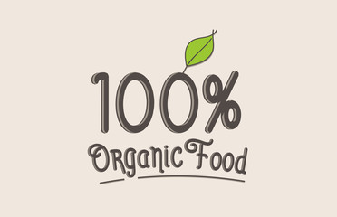 100% organic food word text typography design logo icon