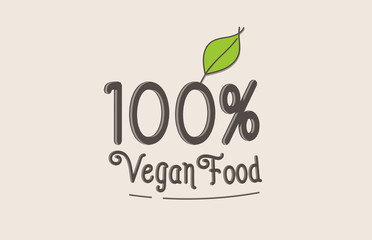100% vegan food word text typography design logo icon