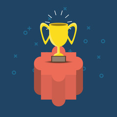 trophy cup icon over blue background, colorful design. vector illustration