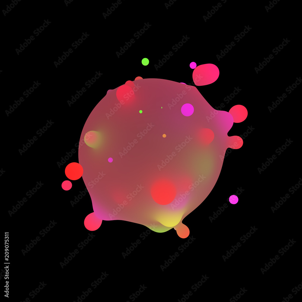 Poster 3d render abstract isolated floating element with blurred mixed light surface. blurred lights passin