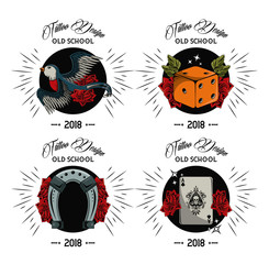 Set of tattoo design emblems collection vector illustration graphic