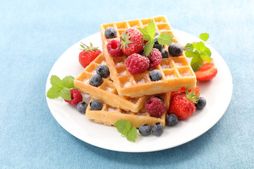 waffles with berries fruits