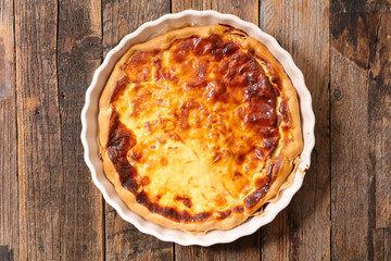 homemade quiche with cream, cheese and bacon