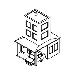 exterior house with car parking isometric icon vector illustration design