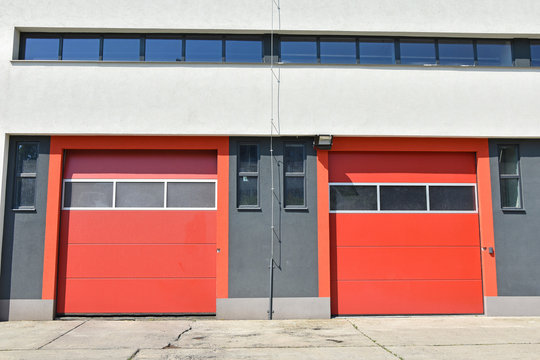 Garage Doors Of The Fire Station Building