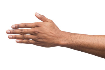 Hand ready for handshake isolated on white