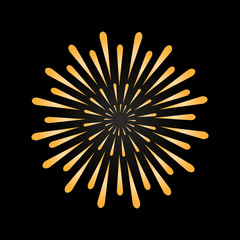 Firework in gold color. Symbol of holiday. Bright decoration for any holidays