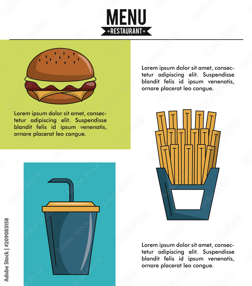 Poster Restaurant menu cover with information vector illustration graphic design