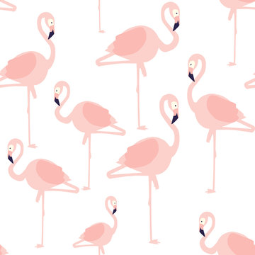 Beautiful vector floral summer pattern background with flamingo. Perfect for wallpapers, web page backgrounds, surface textures, textile.