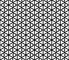 Seamless pattern based on japanese ornament Kumiko black and white silhouette