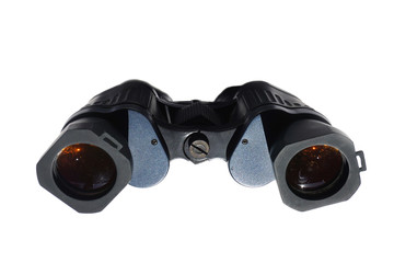 Black binoculars isolated on white background.