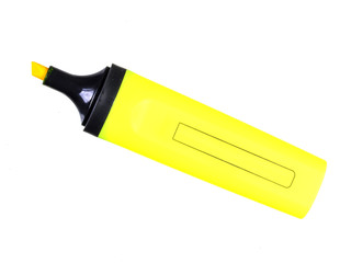 Yellow marker isolated on white background, nobody