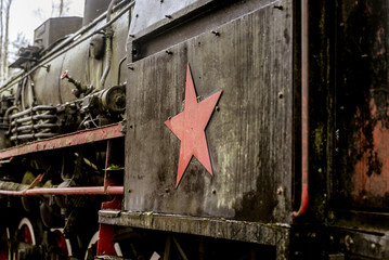 Red star on an old locomotive