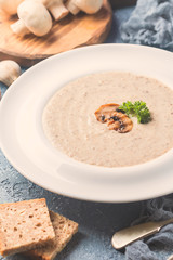 Mushroom soup with parsley