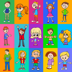 decorative pattern design with kids characters