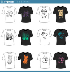 t shirt decorative designs set