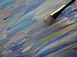 Fototapeta premium Closeup background of brush and palette.