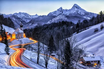 Poster de jardin  Winterliche Abendstimmung an der Maria-Gern Kirche  © Simon