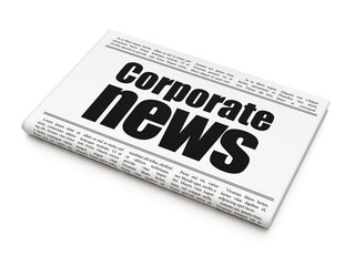 News concept: newspaper headline Corporate News on White background, 3D rendering
