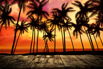 Obraz na płótnie Canvas summer desk and palms 