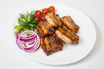 grilled meat on a white background