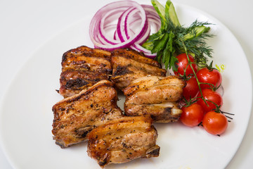grilled meat on a white background