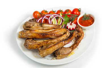 grilled meat on a white background
