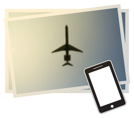 Smart phone and Blur of Passenger Airplane