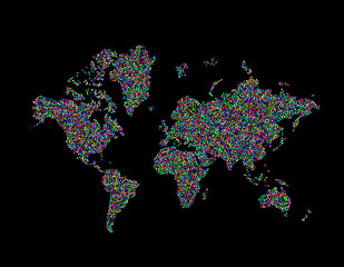 World map. Isolated on black background. Vector illustration.