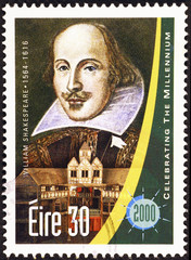 William Shakespeare on irish postage stamp