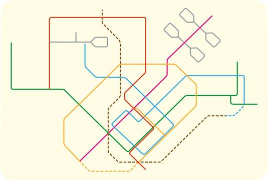 colored subway vector map of Singapore, asia