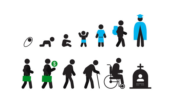 Human life cycle silhouette icon