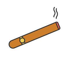 Burning cigar color icon