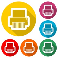 Paper Shredder icon, color icon with long shadow