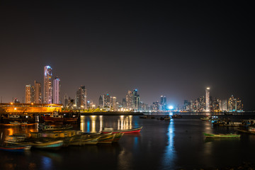 Fototapeta na wymiar Panama City panorama at night - Cityscape skyline 