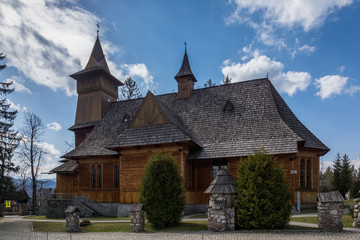 Fototapeta na wymiar Wooden church in Koscielisko near Zakopane, Malopolska , Poland