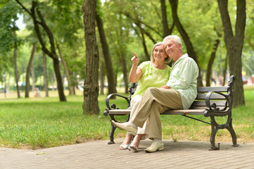 Happy senior couple in park