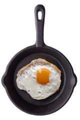 Fried egg on a frying pan