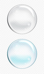 Set of Vector Soap Water Bubbles. Transparent Isolated Realistic Design Elements. Can be used with any Background.