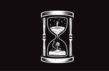 Death Hourglass illustration with skull.